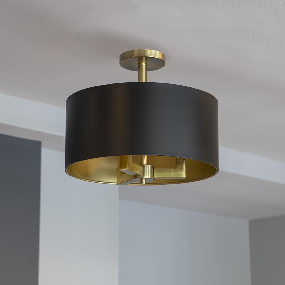 Dsi Hamilton Collection 3 Light Black And Gold Semi Flush Mount
