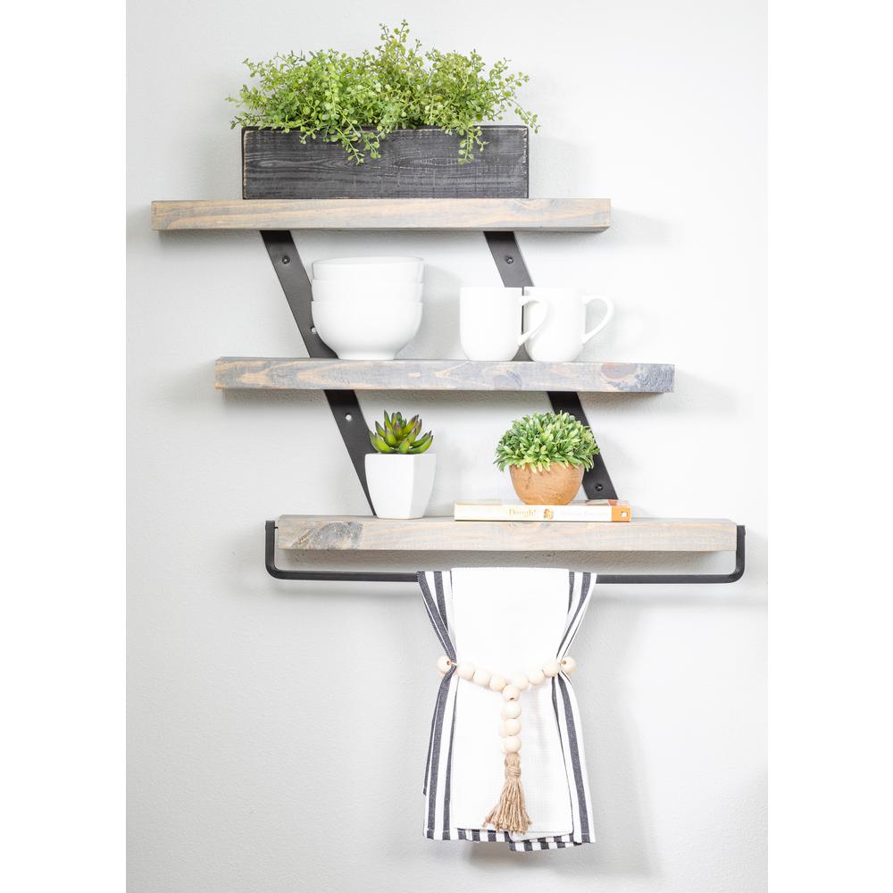 Del Hutson Designs 5.5 in. x 24 in. x 20 in. Gray Pine Wood ThreeTier