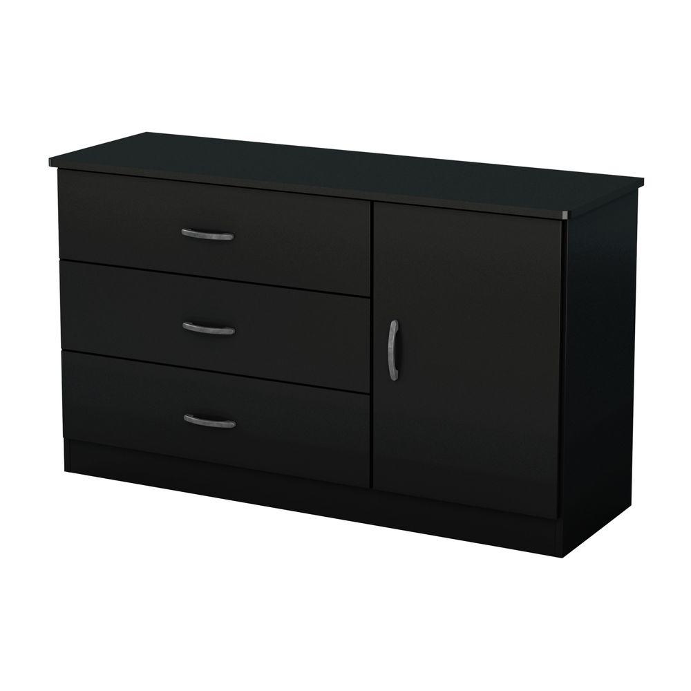 South Shore Libra 3 Drawer Pure Black Dresser 3070028 The Home Depot