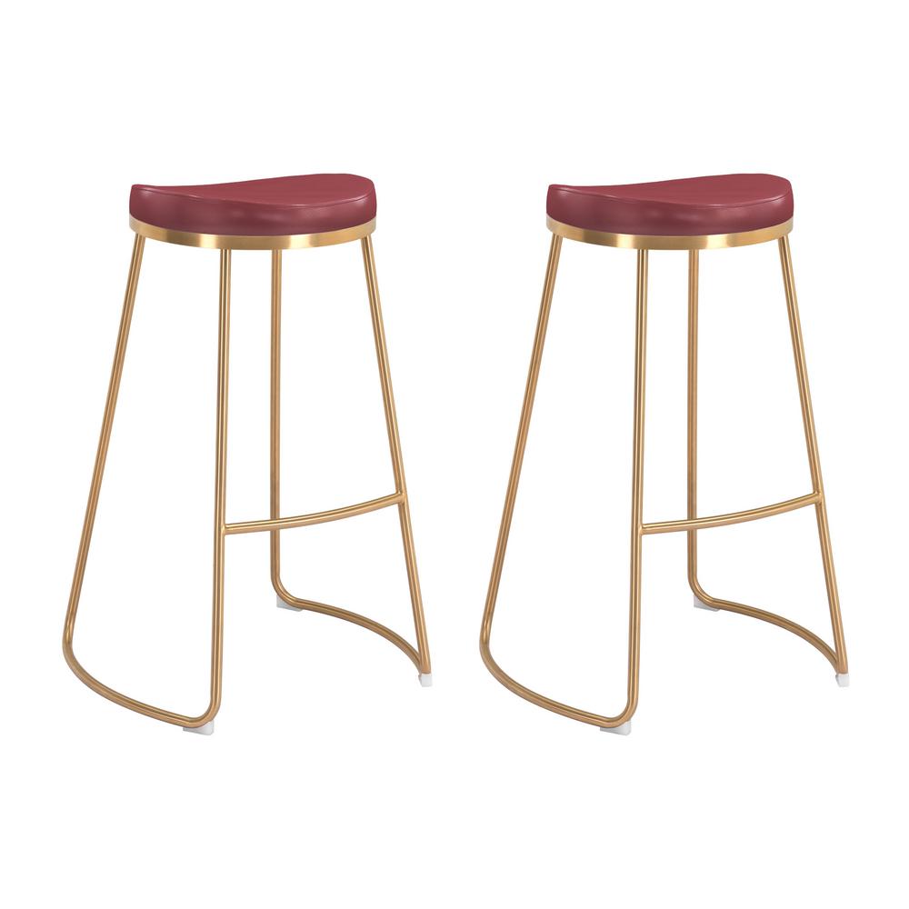 Bree 30.5 in. Burgundy Bar Stool (Set of 2)101264 The Home Depot