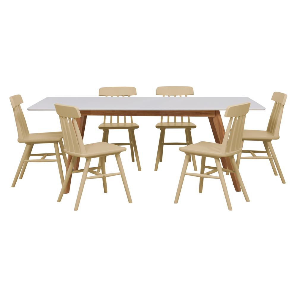 Handy Living Windsor 7 Piece Dining Set With White Topped Rectangle Handy Living Windsor 7 Piece Dining Set With White Topped Rectangle Table And Armless Wood