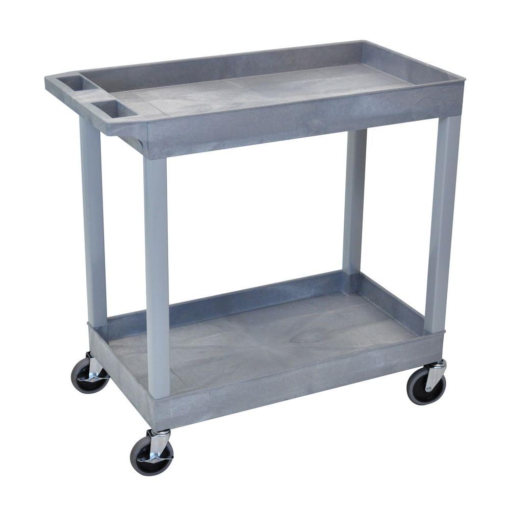 H Wilson 18 in. x 35 in. 2Tub Shelf Utility Cart, GrayEC11G The Home Depot