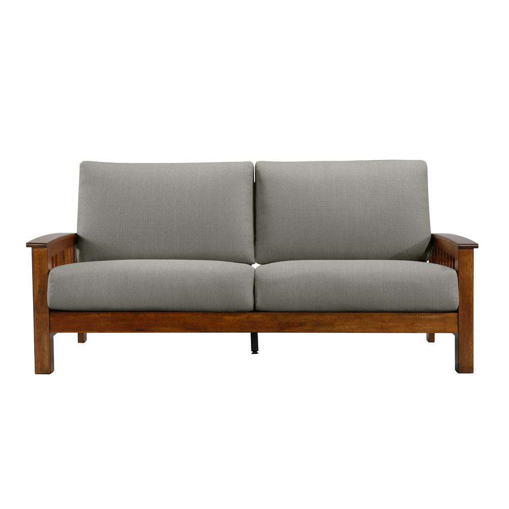 Handy Living Omaha Dove Gray Linen Mission Style Sofa With