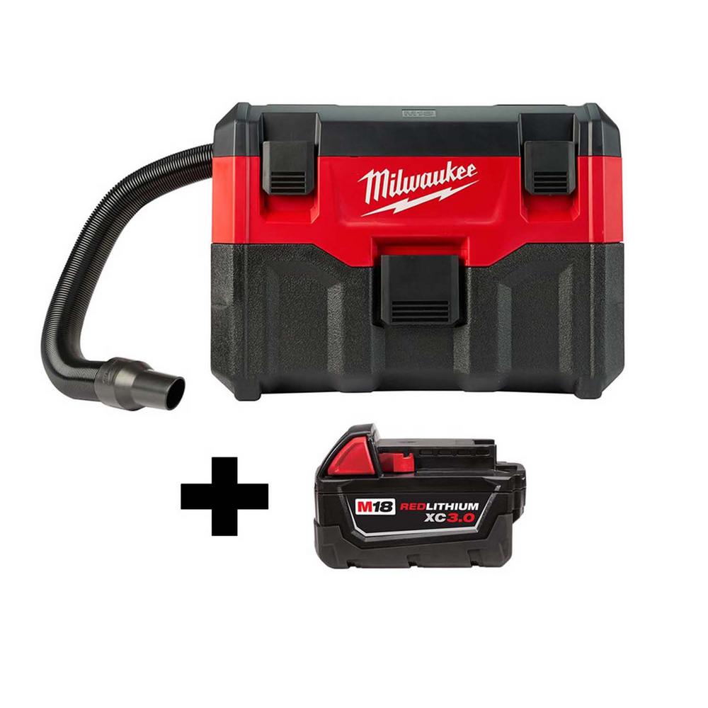 Milwaukee M18 18-Volt 2 Gal. Lithium-Ion Cordless Wet/Dry Vacuum with Free M18 3.0 Ah Battery