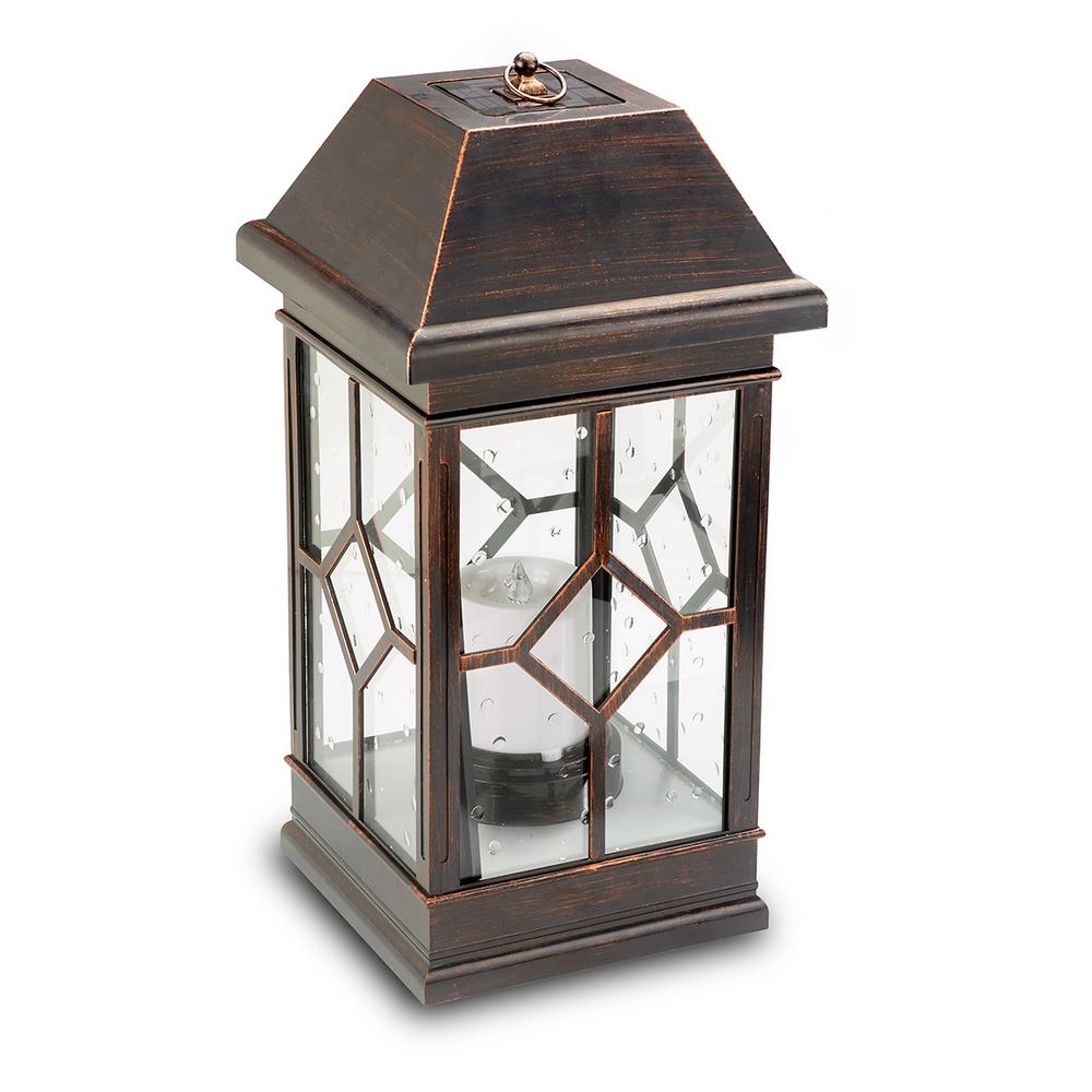 Smart Solar Outdoor Lighting The Home Depot 2 Light Bronze Integrated Led Solar Candle Lantern