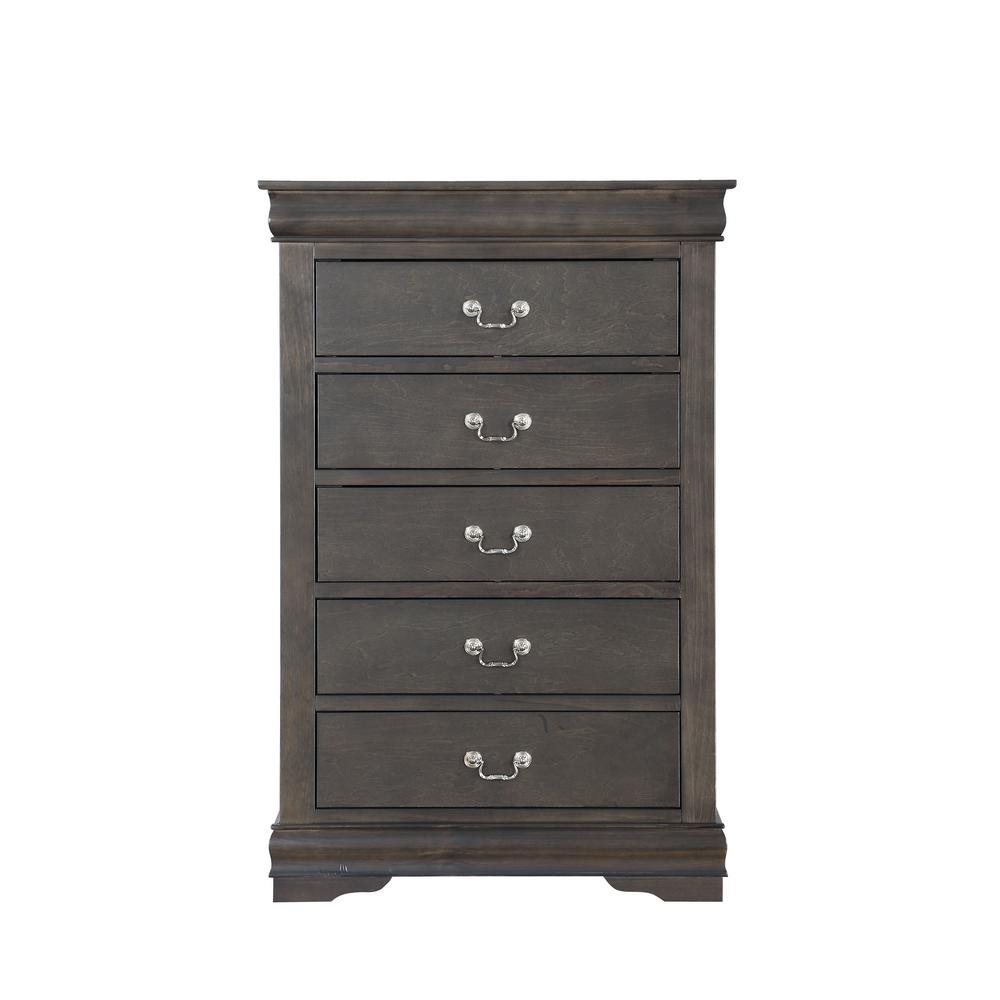 Acme Furniture Louis Philippe 5-Drawer Chest in Dark Gray