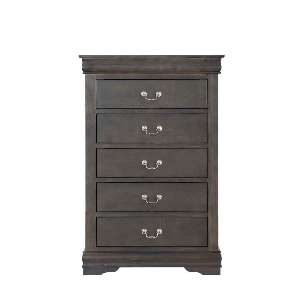 Gray Dressers Chests Bedroom Furniture The Home Depot Louis Philippe 5 Drawers Dark Gray Chest