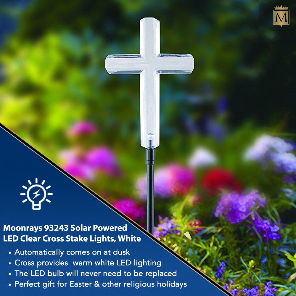 Moonrays 17 In Solar Integrated Led Clear Cross Pathway Stake Moonrays 17 In Solar Integrated Led