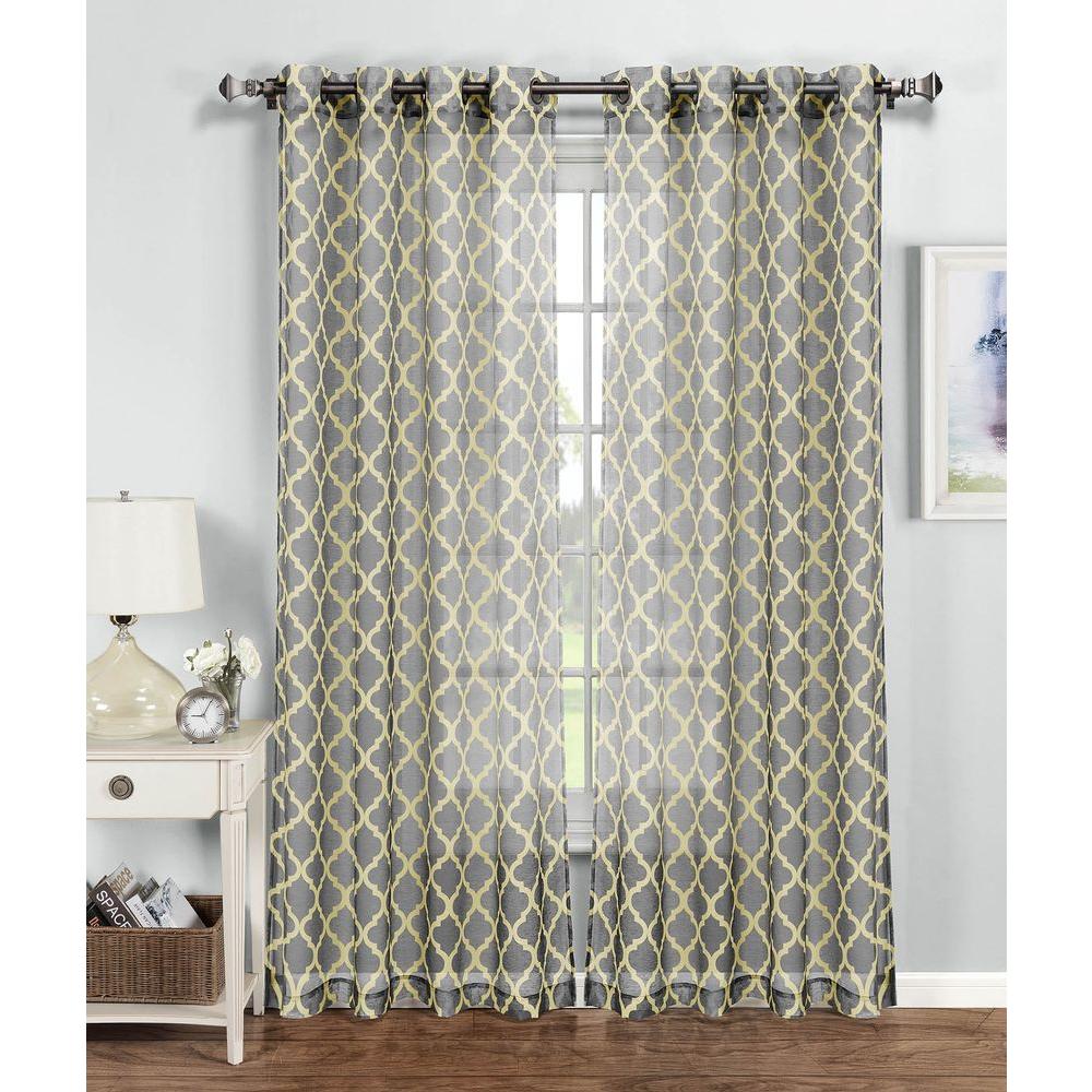 Window Elements Sheer Quatrafoil Printed Sheer Extra Wide 54 In W