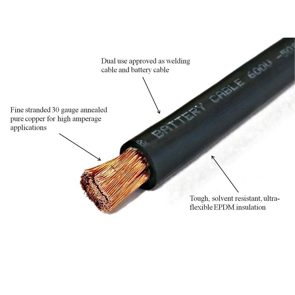 Windynation 15 Ft 6 Gauge Black Welding Battery Pure Copper Flexible Cable Wire 6 Awg 15b The Home Depot
