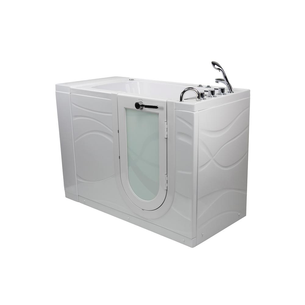 Ella Zen 52 in. WalkIn Whirlpool and MicroBubble Air Bath Bathtub in White with RH Outward