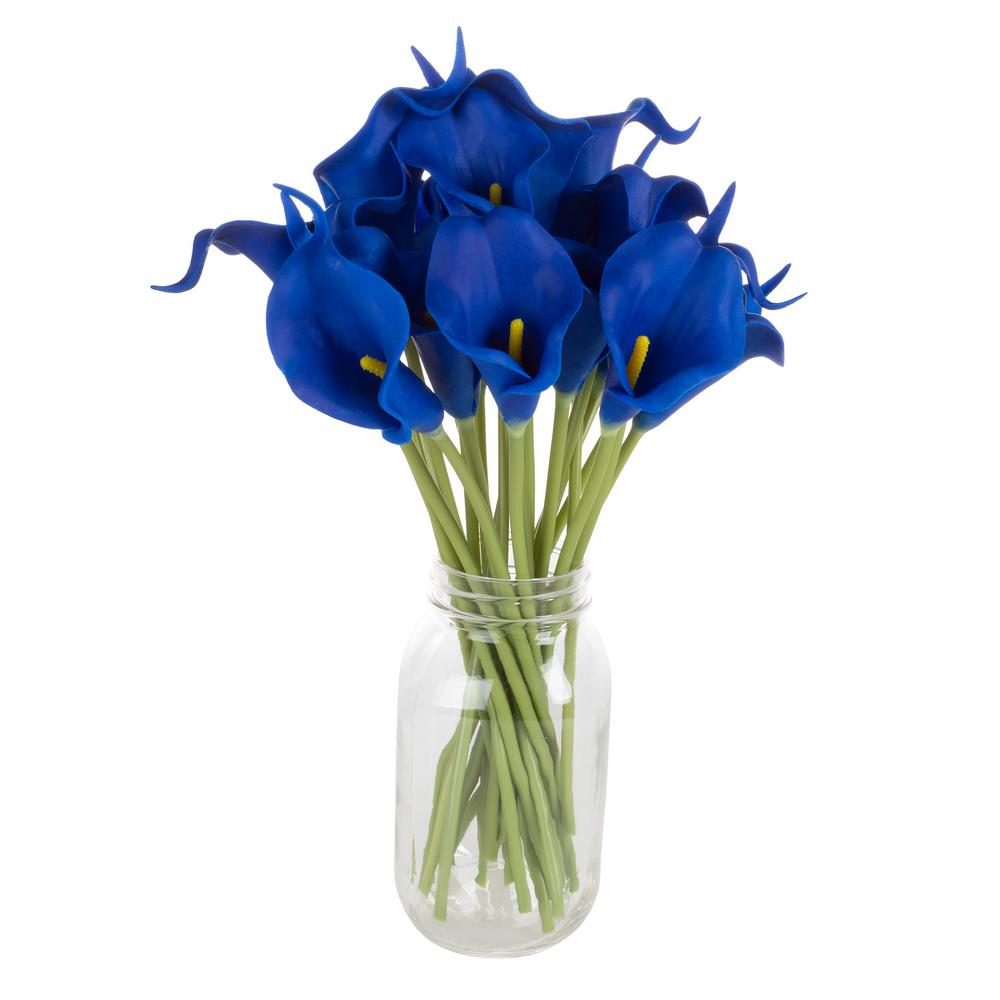 Pure Garden Royal Blue Artificial Calla Lily Flowers With Stems 24 Pack Hw The Home Depot