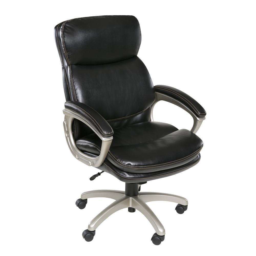 Onespace Black Coolidge Plush Executive Chair With Padded Armrests Onespace Black Coolidge Plush Executive Chair With Padded Armrests
