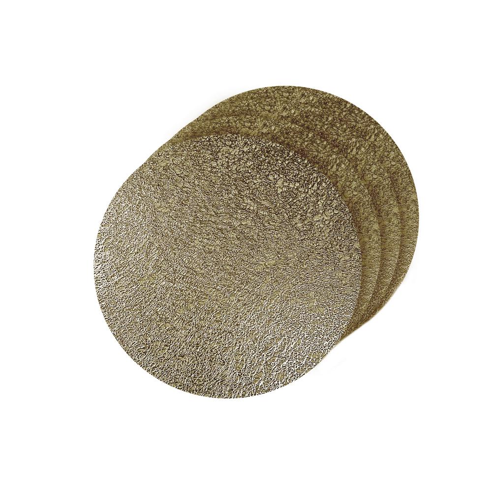 Dainty Home Lacey Gold Metallic Scribble Design Round Placemats Set Dainty Home Lacey Gold Metallic Scribble Design Round Placemats Set Of 4