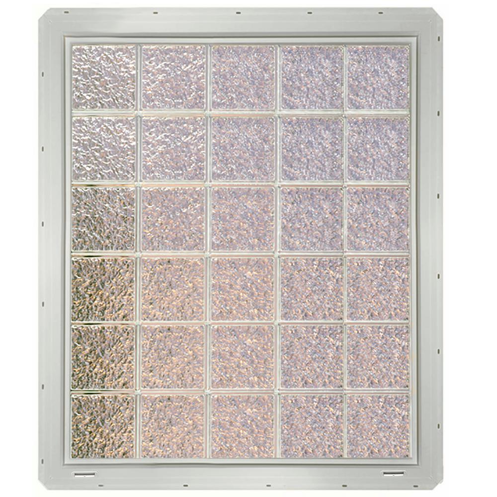 CrystaLok 39.25 in. x 46.75 in. x 3.25 in. Ice Pattern Glass Block