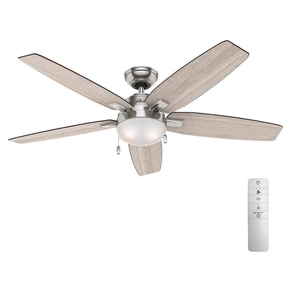 Hunter Antero 54 In Led Indoor Brushed Nickel Smart Ceiling Fan With Light And Wink Remote Control