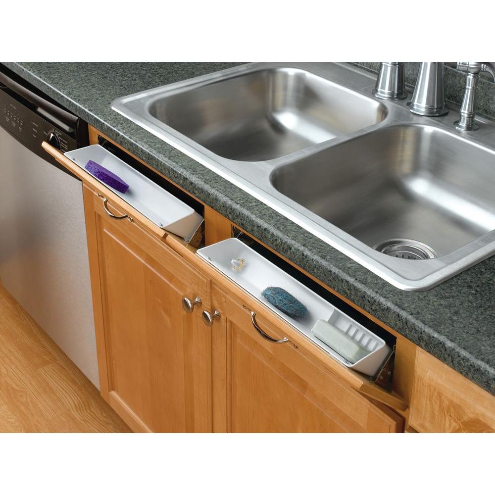 Rev A Shelf 3 8125 In H X 14 W 2 125 D White Polymer Tip Rev A Shelf 3 8125 In H X 14 W 2 125 D White Polymer Tip Out Cabinet Sink Front Trays And Hinges 6572 11 52 The Home Depot