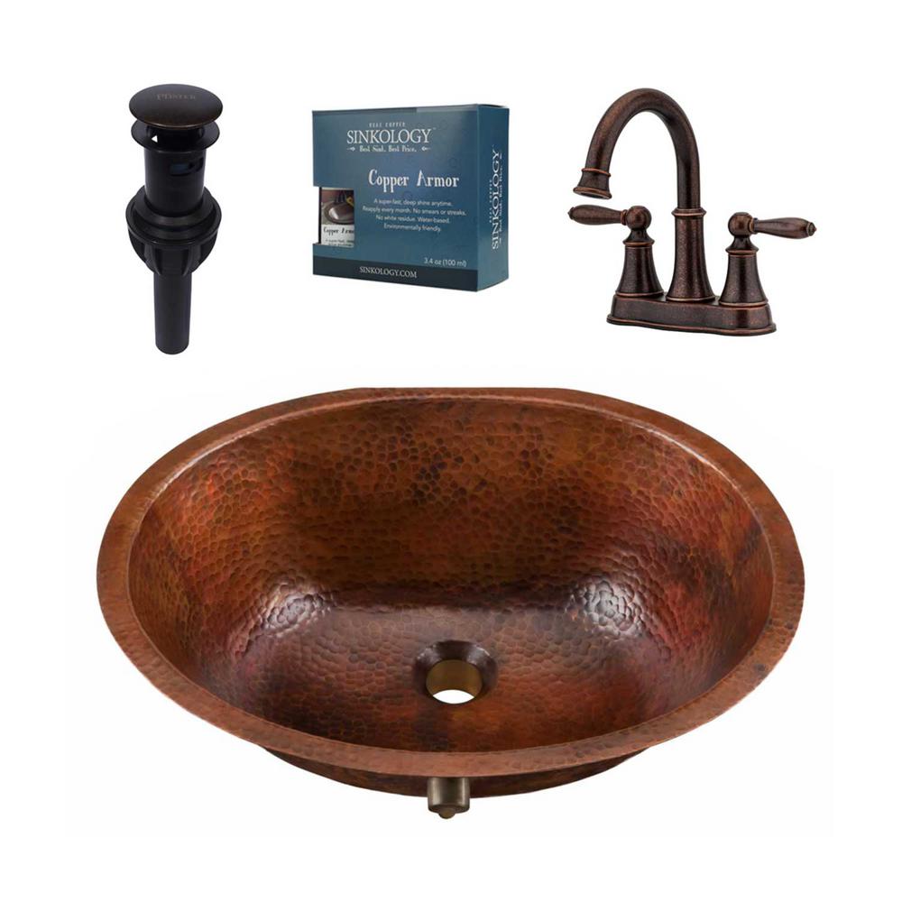 Sinkology Freud All In One Undermount Copper Bathroom Sink Design Kit With Pfister Rustic Bronze Faucet And Drain