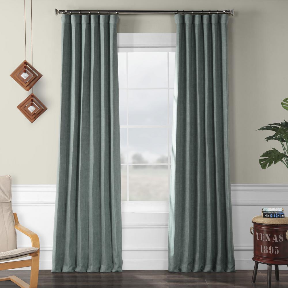 Exclusive Fabrics Furnishings Sea Thistle Green Faux Linen