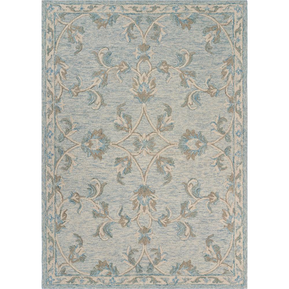 LR Home Victorian Baby Blue 7 ft. x 9 ft. Mirroring Floral Bloom Area