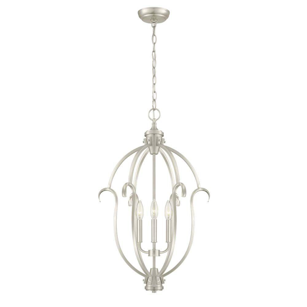 Hampton Bay Sherwood 3Light Steel Brushed Nickel Hanging Pendant