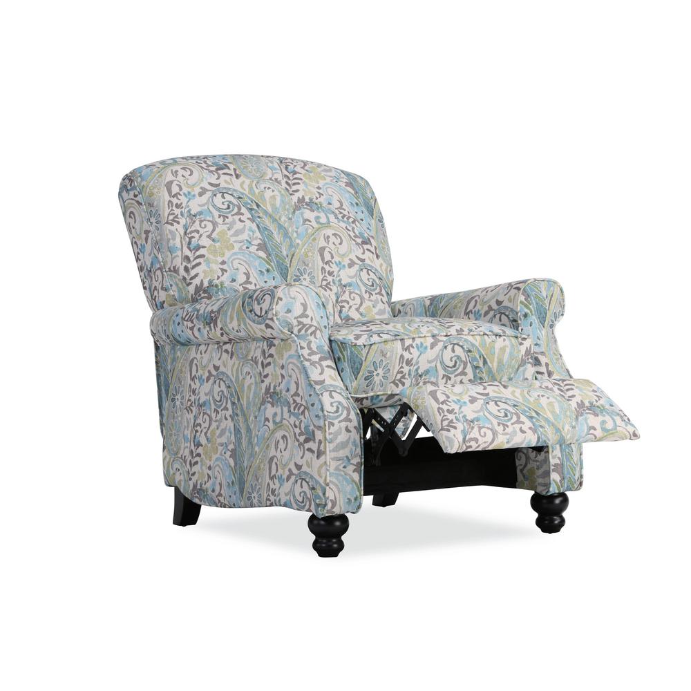 Prolounger Push Back In Multi Sky Blue Paisley Upholstered