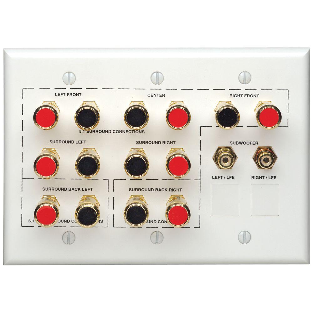Commercial Electric Speaker Wall Plate with 2 Binding Posts, White2
