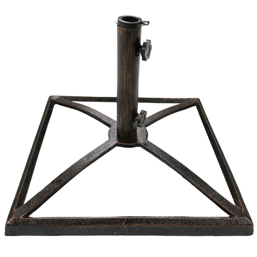Sunnydaze Decor 17 In Square Bronze Cast Iron Outdoor Patio Umbrella Base Stand In Black Yuk 927 The Home Depot