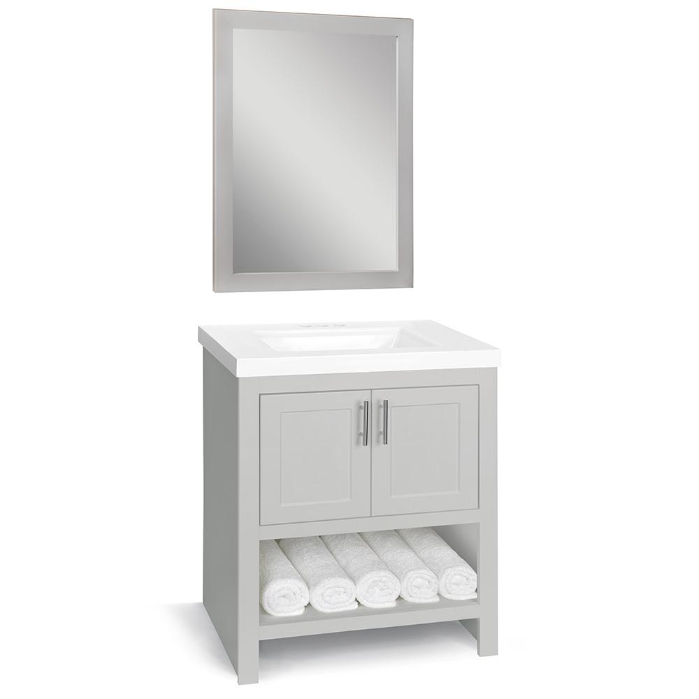 Glacier Bay Spa 30 In W X 18 75 D, Bathroom Vanity And Mirror Set Home Depot