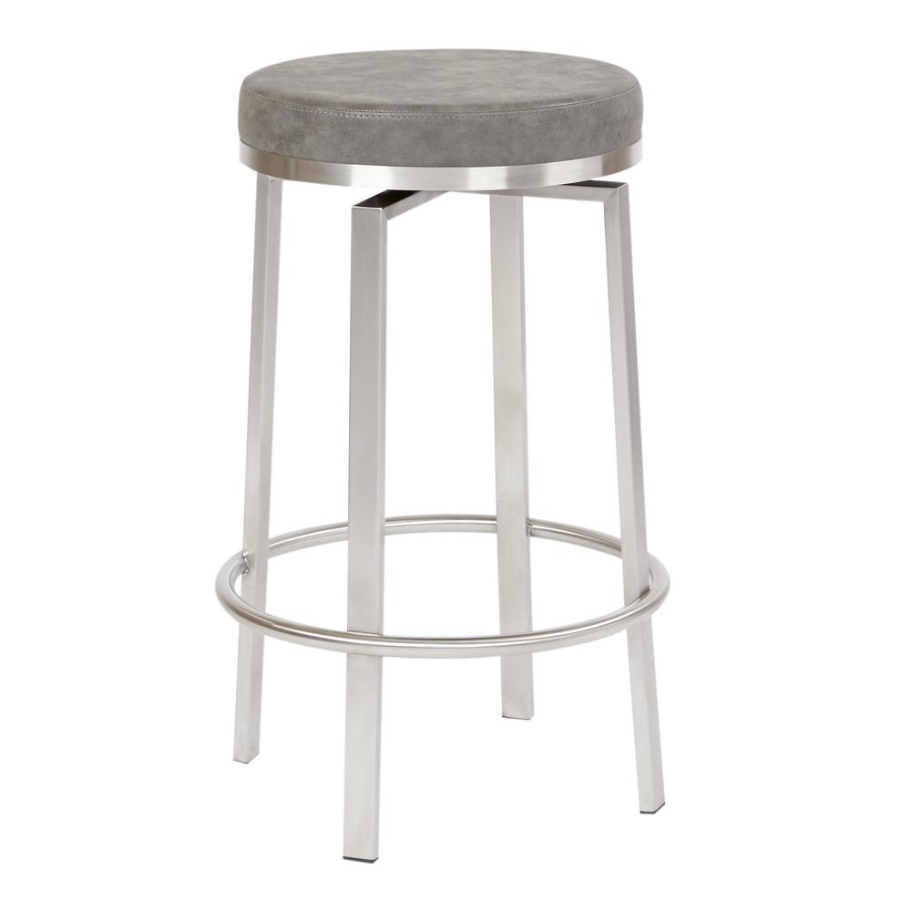 Osp Home Furnishings Katy 26 In Counter Swivel Stool Retro Grey Counter Swivel Stool In Retro Grey Fabric With Stainless Steel Base 2 Pack Kty26 Rtg The Home Depot