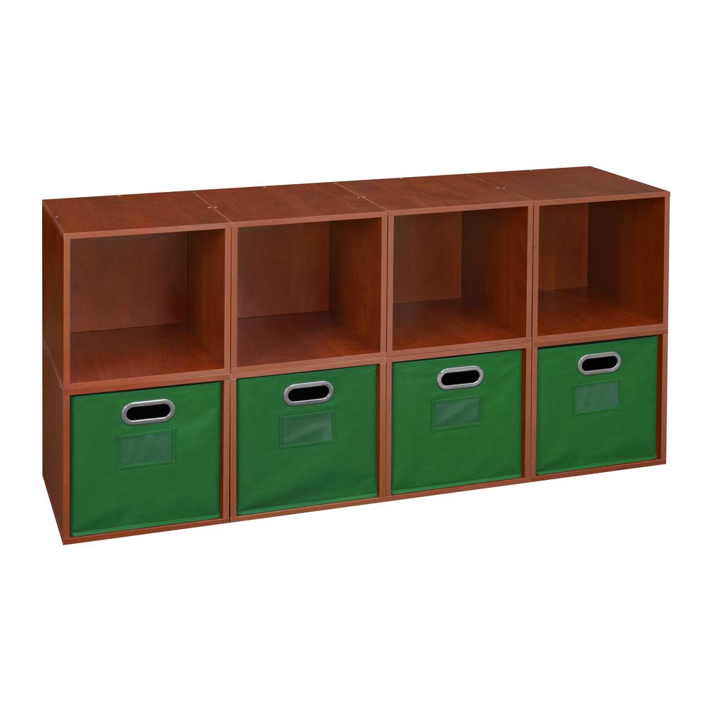 Niche Cubo 26 in H x 52 in. W Cherry/Green 8Cube and 4Bin Organizer