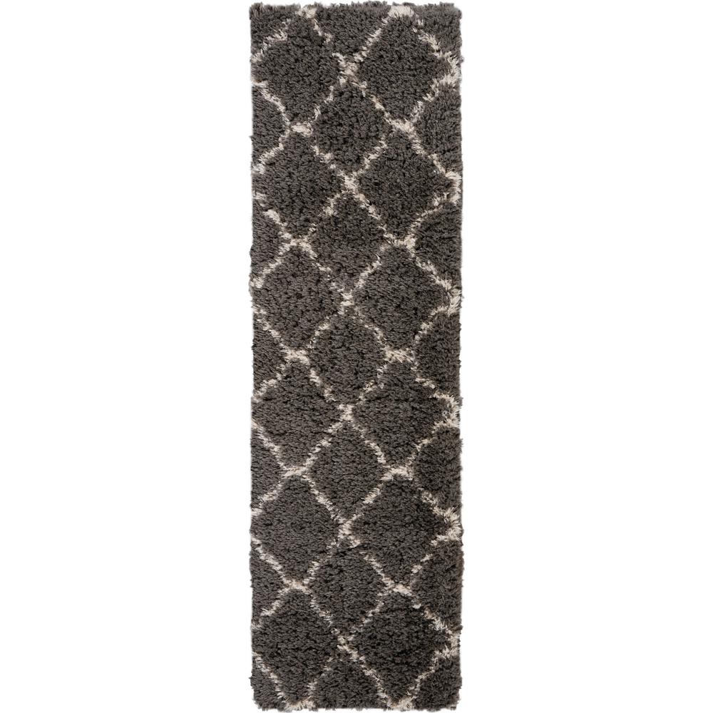 Nourison Ultra Plush Shag 8' Runner Dark Grey Plush Area Rug460004