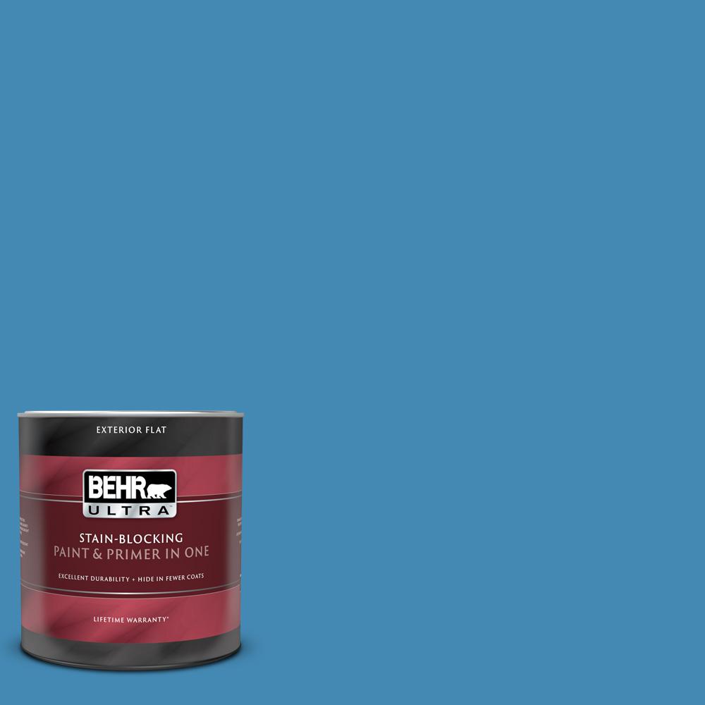 Behr Ultra 1 Qt M520 5 Alpha Blue Flat Exterior Paint And Primer In One 485404 The Home Depot