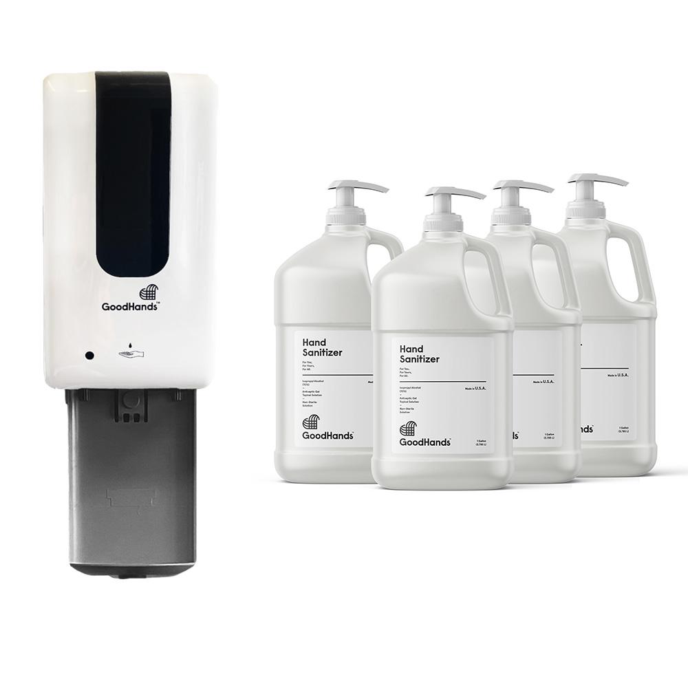 GoodHands 1 Gal. Gel Hand Sanitizer with Pump and Automatic Wall Mount Dispenser (4Pack)957