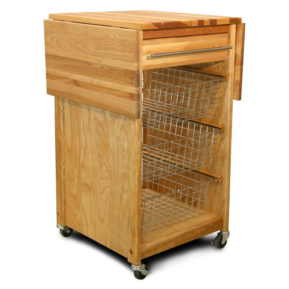 Contemporary Natural Kitchen Cart With Baskets Contemporary Natural Kitchen Cart With Baskets