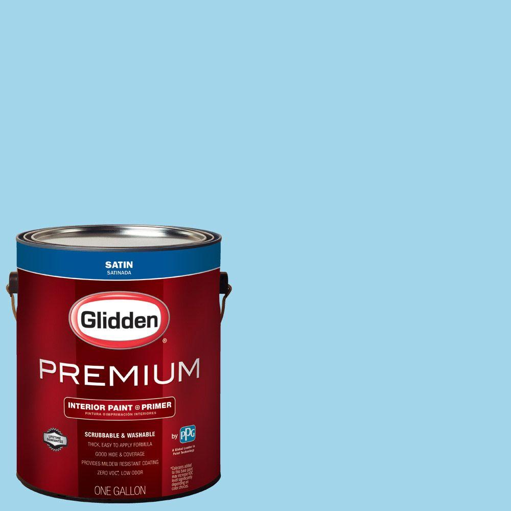 Glidden Premium 1 Gal Hdgb55 Wild Blue Yonder Satin Interior Paint Hdgb55 Wild Blue Yonder Satin Interior Paint With Primer