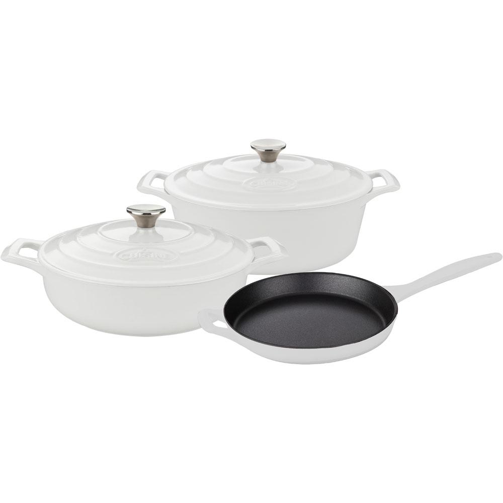 La Cuisine 5-Piece Enameled Cast Iron Cookware Set with Saute, Skillet ...