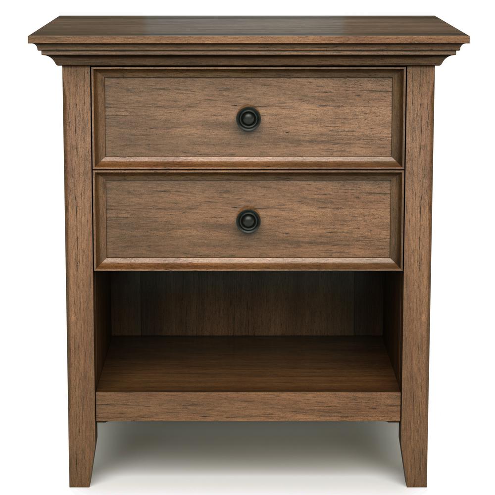 Simpli Home Amherst 2 Drawer Rustic Natural Aged Brown Solid Wood