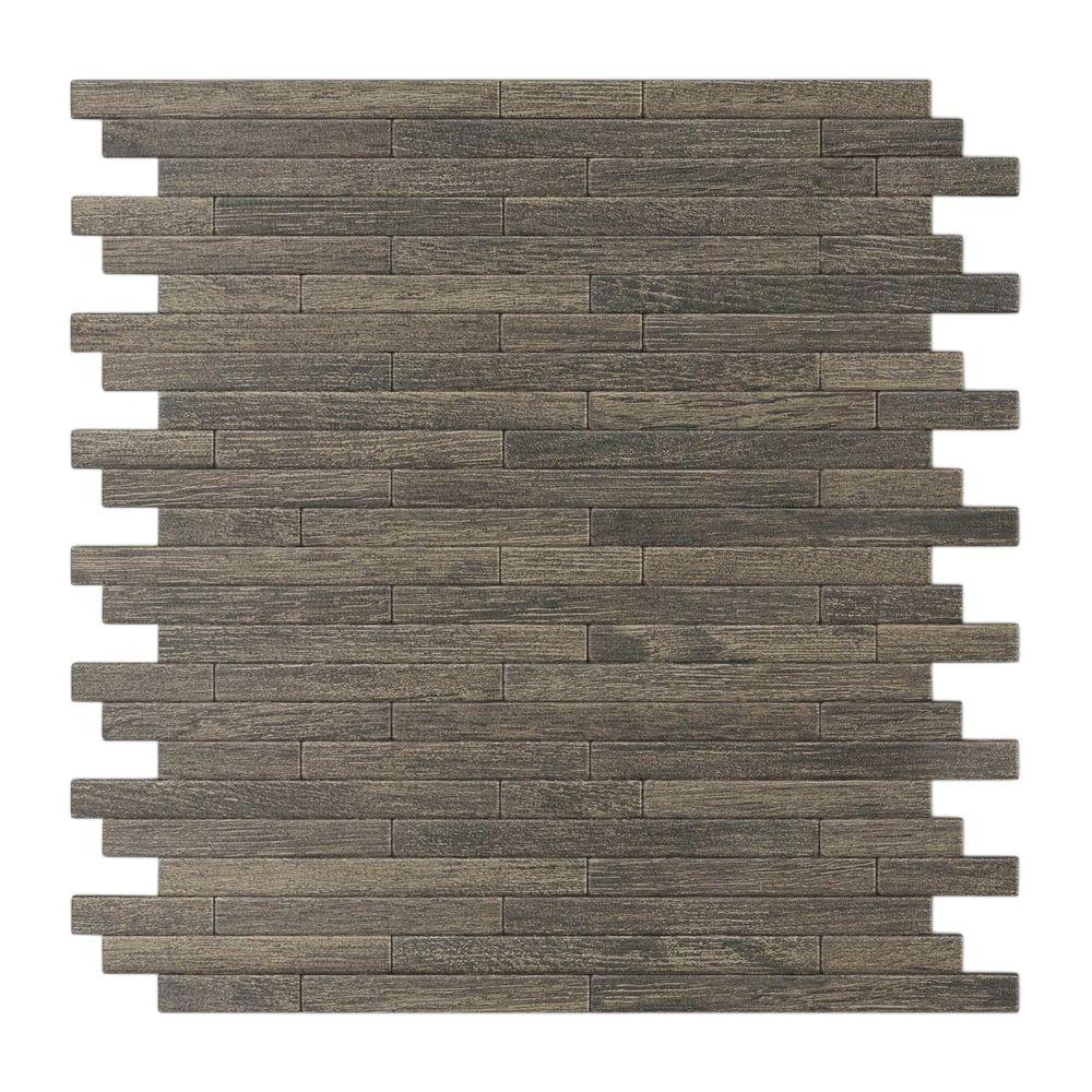 Inoxia Sdtiles Woodly Painted Natural Wood 12 09 In X 11 97 5 Mm Metal Self Adhesive Wall Mosaic Tile