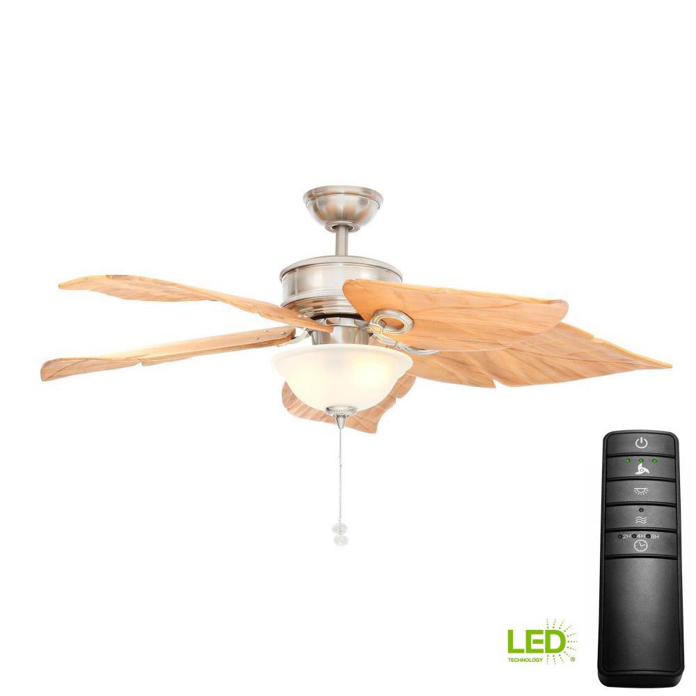 Best Rated Flush Mount Outdoor Ceiling Fans Lighting The Led Brushed Nickel Ceiling Fan With Light Kit And Remote Control