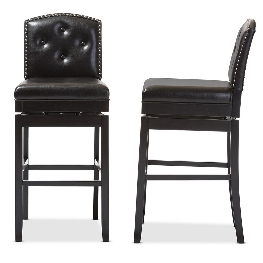 Baxton Studio Ginaro Brown Faux Leather Upholstered 2 Piece Bar Baxton Studio Ginaro Brown Faux Leather Upholstered 2 Piece Bar Stool Set 2pc 6750 Hd The Home Depot