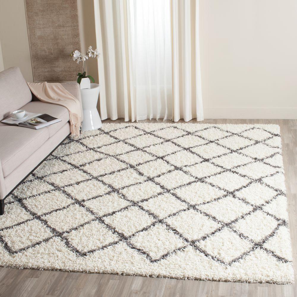 Safavieh Dallas Shag Ivory/Dark Gray 8 ft. x 10 ft. Area RugSGD258H8 The Home Depot