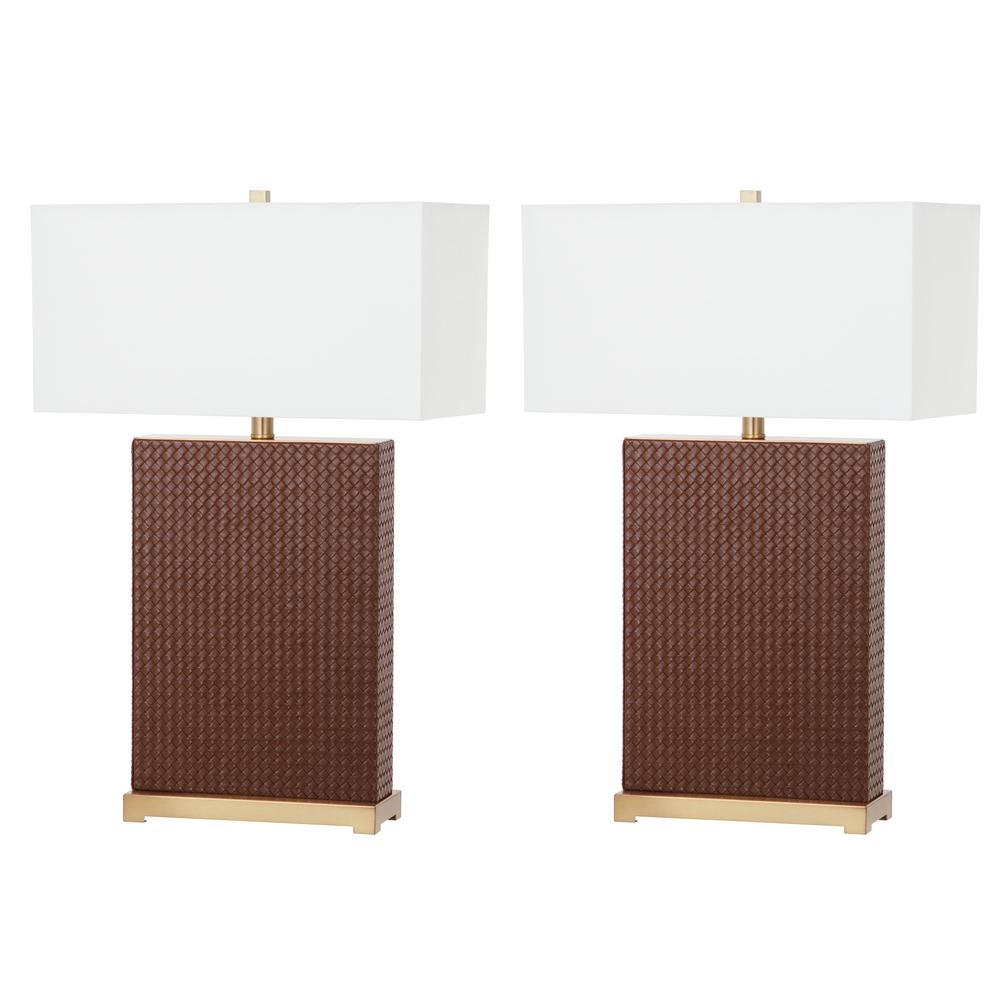 Safavieh Joyce 27 75 Brown Faux Woven Leather Table Lamp Set Of 2 Safavieh Joyce 27 75 Brown Faux Woven Leather Table Lamp Set Of 2