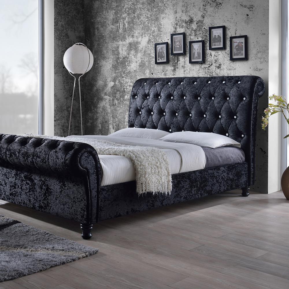 Baxton Studio Castello Black Queen Upholstered Bed-28862-6337-HD - The