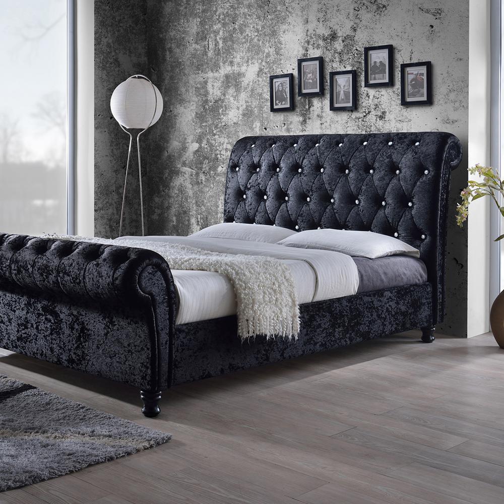 Baxton Studio Castello Black King Upholstered Bed 28862 6338 Hd Baxton Studio Castello Black King Upholstered Bed 28862 6338 Hd The Home Depot