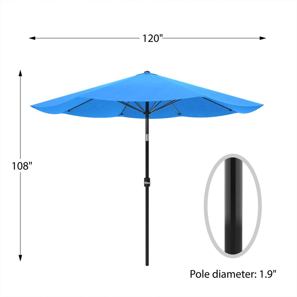 Pure Garden 10 Ft Aluminum Auto Tilt Patio Market Umbrella In Brilliant Blue Hw1500067 The Home Depot