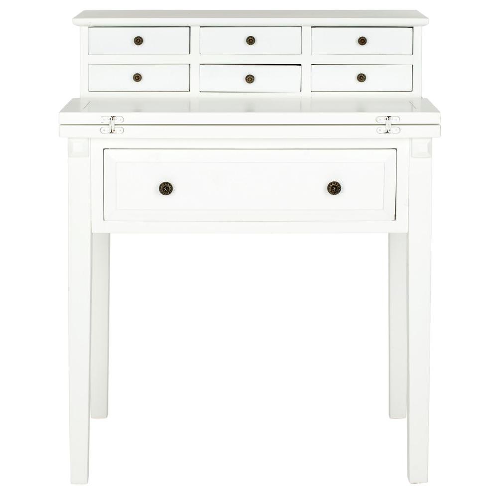 Safavieh Abigail White Desk With Drawers Amh6520d The Home Depot Safavieh Abigail White Desk With Drawers