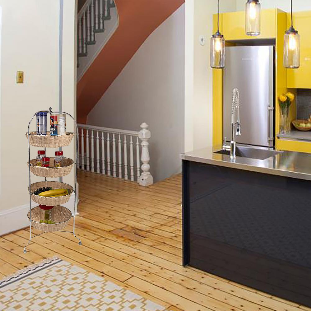 Mind Reader Silver Brown Mobile Kitchen Cart With 4 Tiers 4tcarwove Silver Brown Mobile Kitchen Cart With 4 Tiers