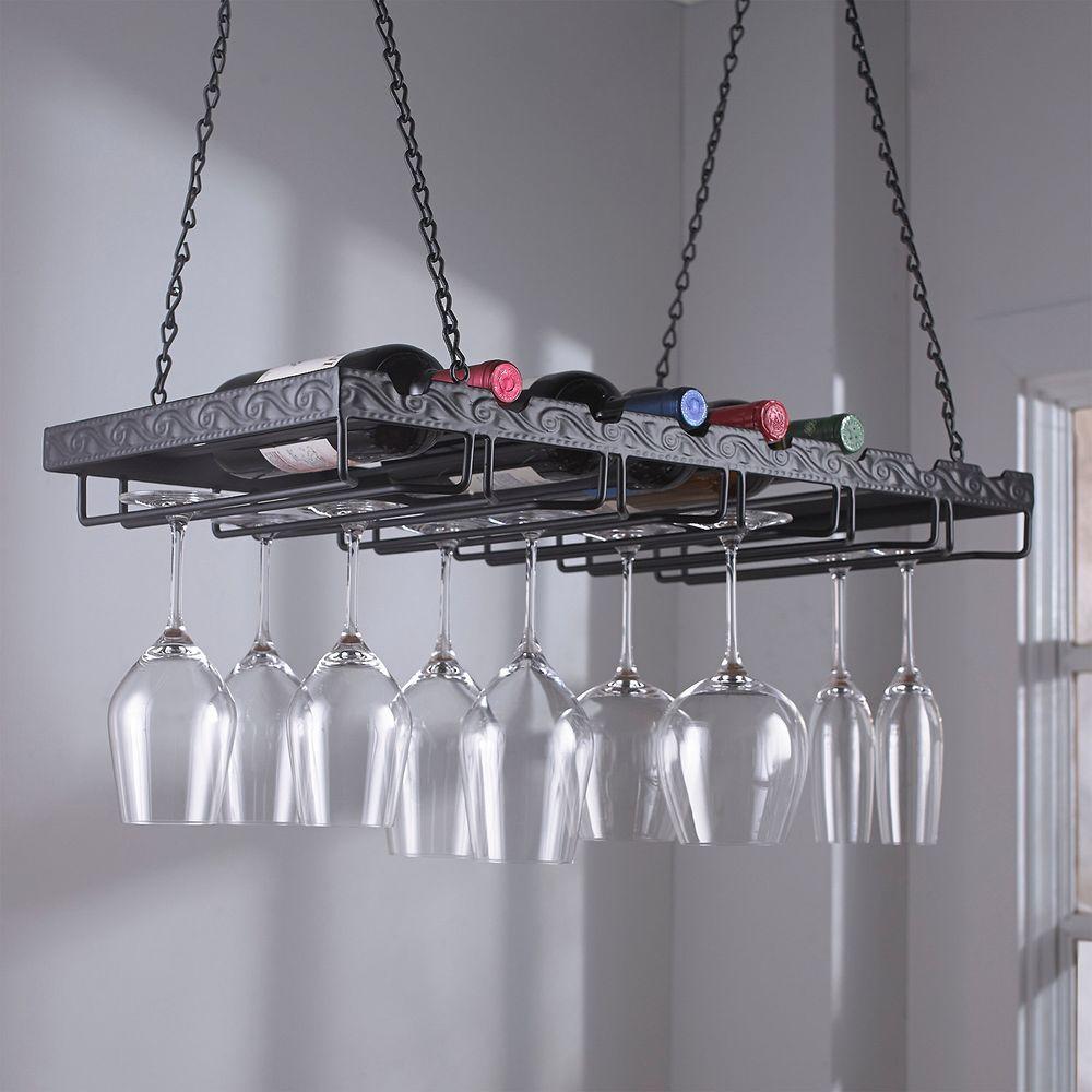13 3 4 In W X 2 3 4 In H X 26 In D Metal Hanging Wine Glass Rack
