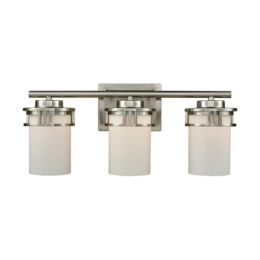 Thomas Lighting Ravendale 3 Light Brushed Nickel With Opal White